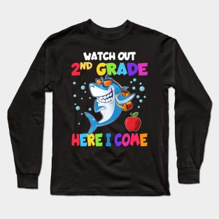 Watch Out 2nd Grade Here I Come Dabbing Shark- Back To School Long Sleeve T-Shirt